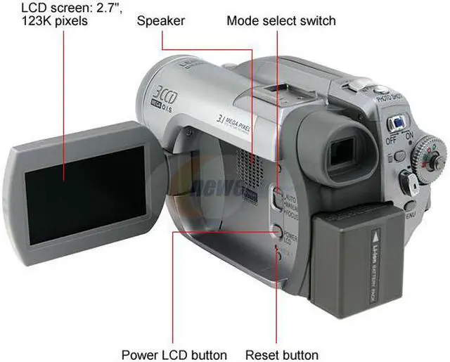 Alt view image 4 of 11 - Panasonic VDR-D300 1/6" 3 x CCD 2.7" 16:9 LCD 123K LCD 10X Optical Zoom DVD Camcorder