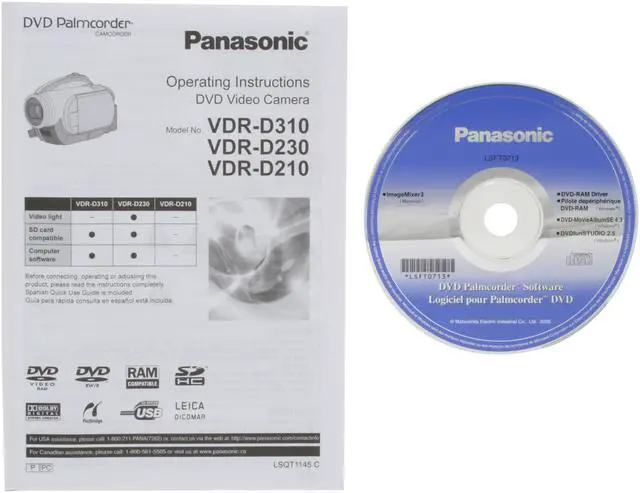 Alt view image 12 of 13 - Panasonic VDR-D230 Black 2.7"LCD 32X Optical Zoom DVD Palmcorder Camcorder