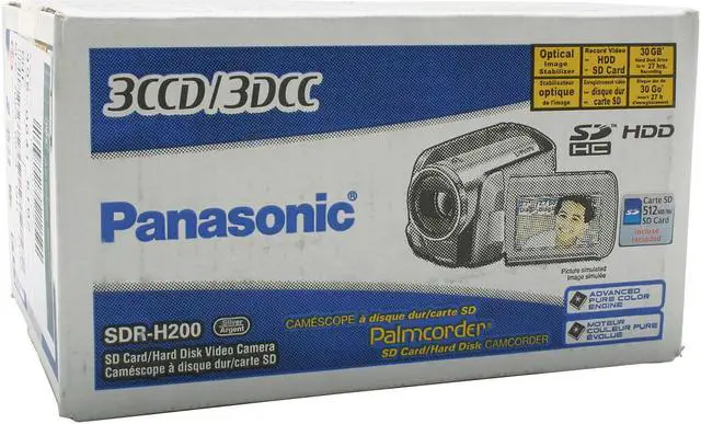 Alt view image 13 of 13 - Panasonic SDR-H200 Black&Silver 3CCD 10X Variable Speed  30GB Hard Disk Drive/SD Palmcorder Camcorder