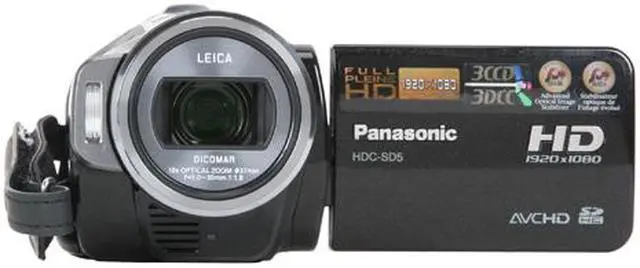 Alt view image 8 of 12 - Panasonic HDC-SD5 Black 3CCD 2.7"LCD 10X Variable Speed Optical Zoom High Definition Camcorder