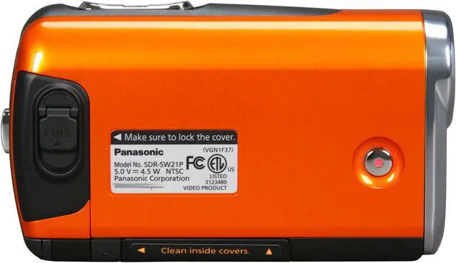 Alt view image 3 of 10 - Panasonic SDR-SW21 Orange 1/6" CCD 2.7" 123K Wide LCD 10X Optical Zoom SD Card Standard Definition Waterproof, Shock and Dust Proof Camcorder