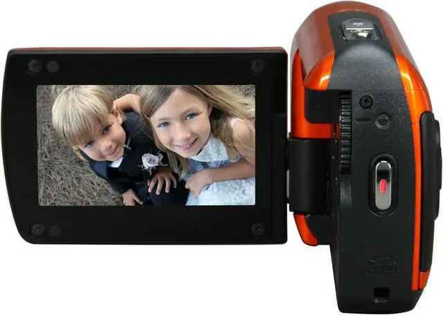 Alt view image 4 of 10 - Panasonic SDR-SW21 Orange 1/6" CCD 2.7" 123K Wide LCD 10X Optical Zoom SD Card Standard Definition Waterproof, Shock and Dust Proof Camcorder