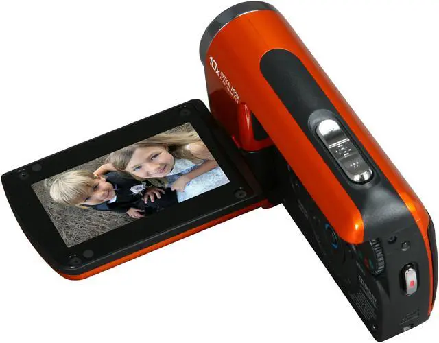Alt view image 6 of 10 - Panasonic SDR-SW21 Orange 1/6" CCD 2.7" 123K Wide LCD 10X Optical Zoom SD Card Standard Definition Waterproof, Shock and Dust Proof Camcorder