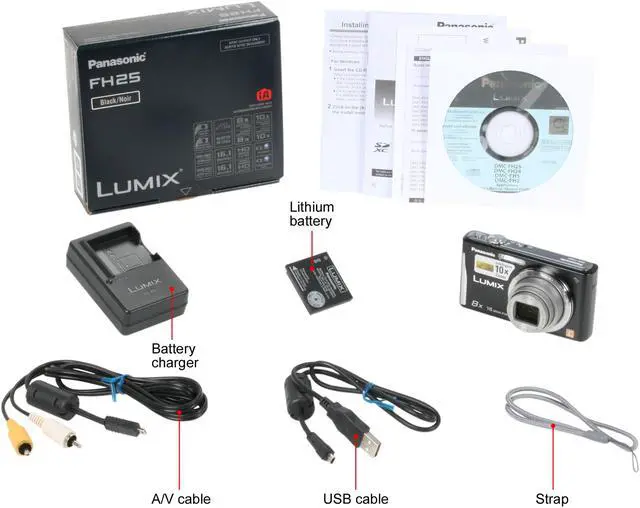 Alt view image 9 of 9 - Panasonic LUMIX FH25 Black 16.1 MP 8X Optical Zoom 28mm Wide Angle Digital Camera