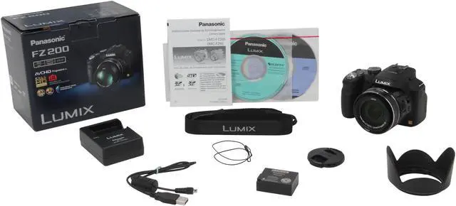 Alt view image 9 of 9 - Panasonic LUMIX FZ200 Black 12.1 MP 24X Optical Zoom 25mm Wide Angle Digital Camera HDTV Output
