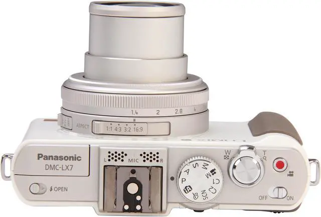 Alt view image 7 of 10 - Panasonic LUMIX LX7 White 10.1 MP 3.8X Optical Zoom 24mm Wide Angle Digital Camera HDTV Output