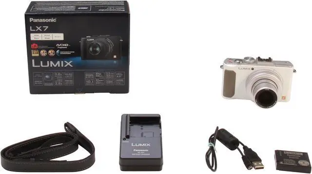 Alt view image 10 of 10 - Panasonic LUMIX LX7 White 10.1 MP 3.8X Optical Zoom 24mm Wide Angle Digital Camera HDTV Output