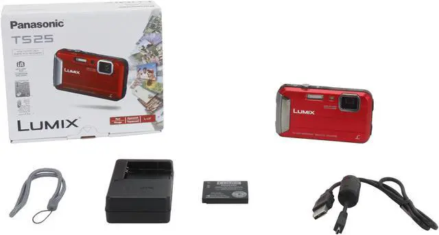 Alt view image 8 of 8 - Panasonic LUMIX TS25 DMC-TS25R Red 16.1 MP 2.7" 230K Active Lifestyle Tough Camera