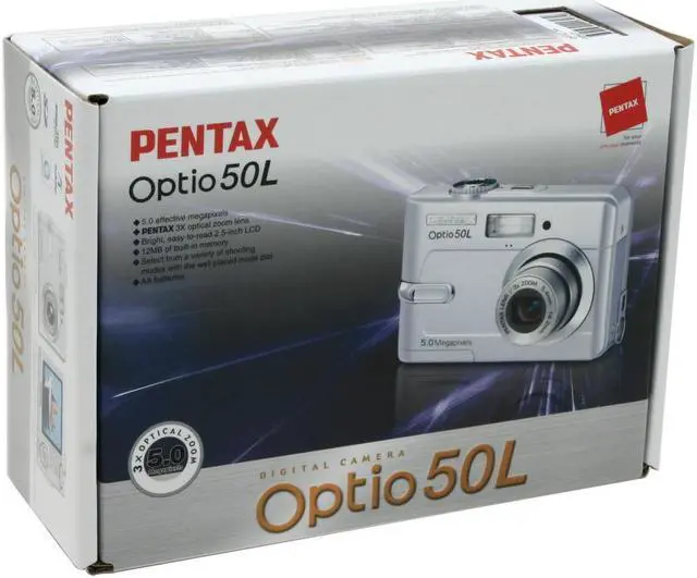 Alt view image 8 of 8 - PENTAX Optio 50L Silver 5MP 3X Optical Zoom Digital Camera
