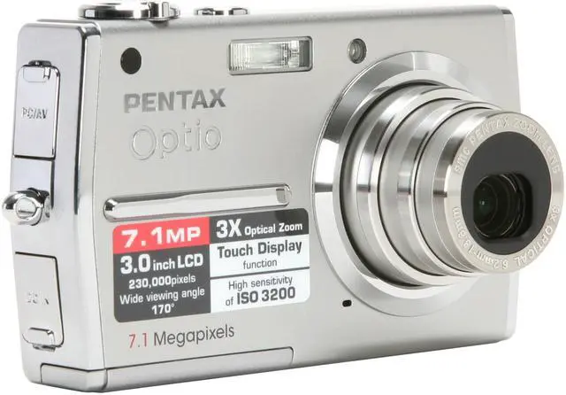 Alt view image 7 of 11 - PENTAX Optio T30 Silver 7.1 MP 3X Optical Zoom Digital Camera