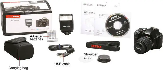 Alt view image 13 of 13 - PENTAX K2000 Black 10.2 MP Digital SLR Camera w/smc PENTAX-DA L 18-55mm f/3.5-5.6 AL Lens & AF200FG Flash