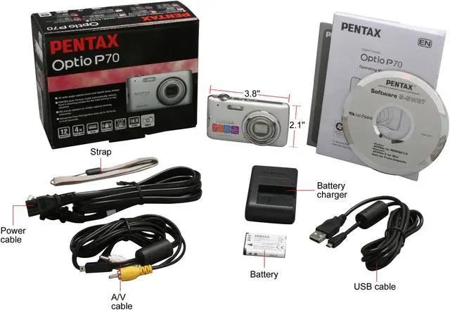 Alt view image 11 of 11 - PENTAX Optio P70 White 12 MP 4X Optical Zoom 27.5mm Wide Angle Digital Camera