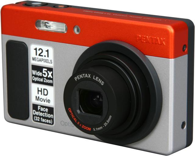 PENTAX Optio H90 Silver-Orange 12.1 MP 5X Optical Zoom 28mm Wide Angle  Digital Camera