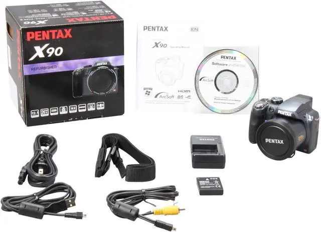 Alt view image 8 of 8 - PENTAX X90 Black 12.1 MP 26X Optical Zoom 26mm Wide Angle Digital Bridge Camera