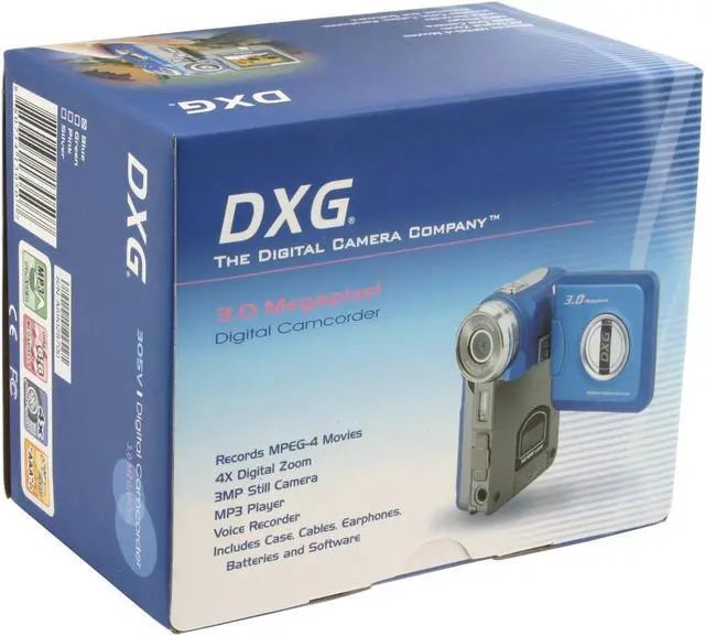 Alt view image 11 of 11 - DXG DXG-305V Blue 1/2" CMOS 1.5" 85K LCD HDD/Flash Memory Camcorder