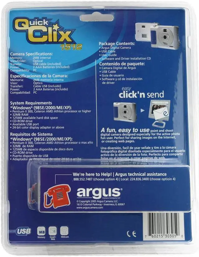 Alt view image 3 of 3 - Argus QC1512 2-Tone Web/Photo 2 in 1Digital Camera w/ Arcsoft Photo Editing Software bundled