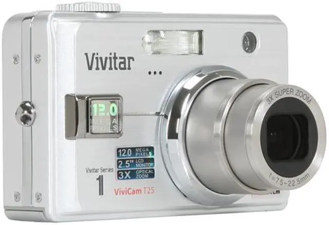 Alt view image 7 of 11 - Vivitar ViviCam T25 Silver 12 MP 3X Optical Zoom Digital Camera