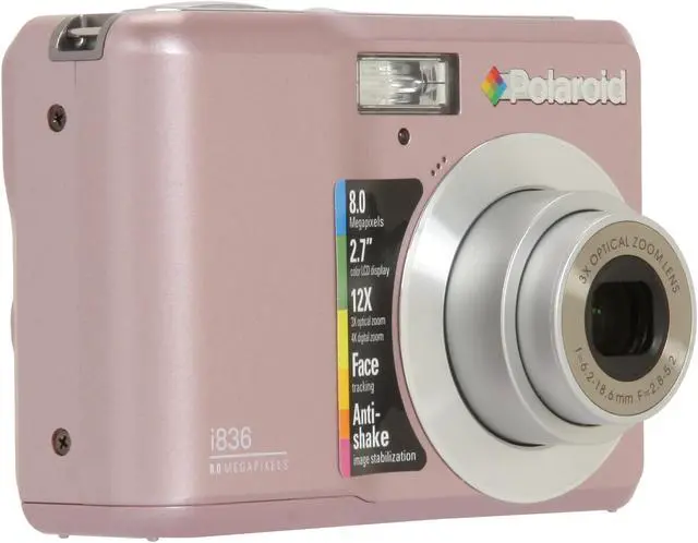 Alt view image 7 of 11 - Polaroid i836 Pink 8.0 MP 3X Optical Zoom Digital Camera