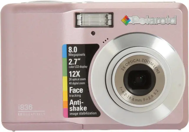 Alt view image 8 of 11 - Polaroid i836 Pink 8.0 MP 3X Optical Zoom Digital Camera