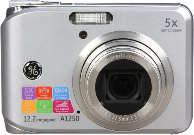 Alt view image 2 of 8 - GE A1250 Silver 10.1 MP 5X Optical Zoom Digital Camera