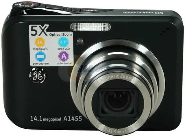 Alt view image 2 of 8 - GE A1455 Black 14.1 MP 5X Optical Zoom Digital Camera