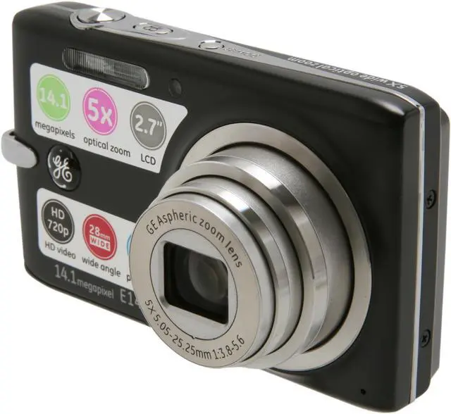 GE E1450W Black 14.1 MP 28mm Wide Angle Digital Camera - Newegg.com