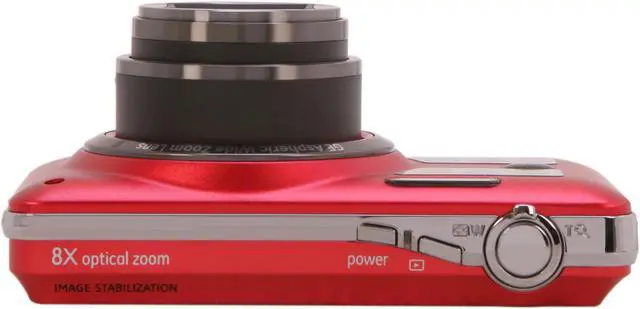 Alt view image 6 of 8 - GE E1486TW Red 14.1 MP 8X Optical Zoom 28mm Wide Angle Digital Camera HDTV Output