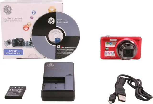 Alt view image 8 of 8 - GE E1486TW Red 14.1 MP 8X Optical Zoom 28mm Wide Angle Digital Camera HDTV Output