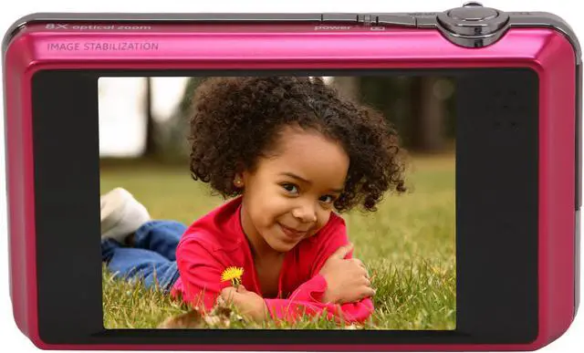 Alt view image 4 of 8 - GE E1486TW Ruby Red 14.1 MP 8X Optical Zoom 28mm Wide Angle Digital Camera HDTV Output