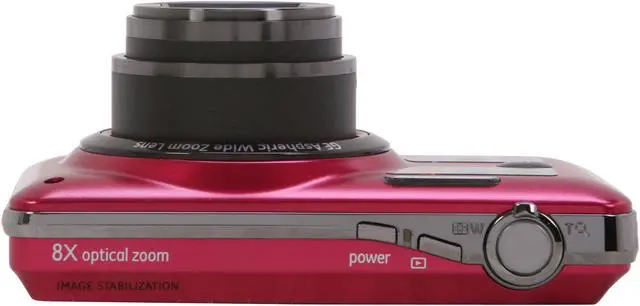 Alt view image 6 of 8 - GE E1486TW Ruby Red 14.1 MP 8X Optical Zoom 28mm Wide Angle Digital Camera HDTV Output