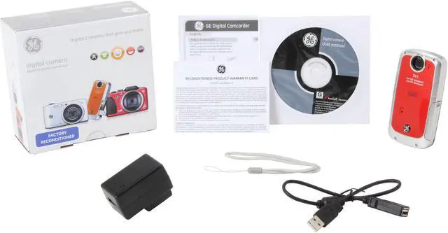 Alt view image 8 of 8 - GE DV1-VR Velvet Red Waterproof / Shockproof 1080P Pocket Video Camera