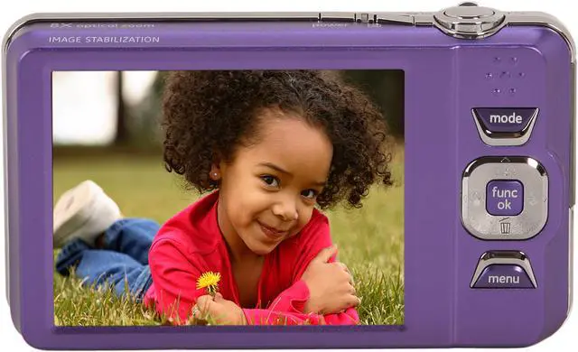 Alt view image 4 of 8 - GE E1680W Purple 16 MP 8X Optical Zoom 28mm Wide Angle Digital Camera HDTV Output