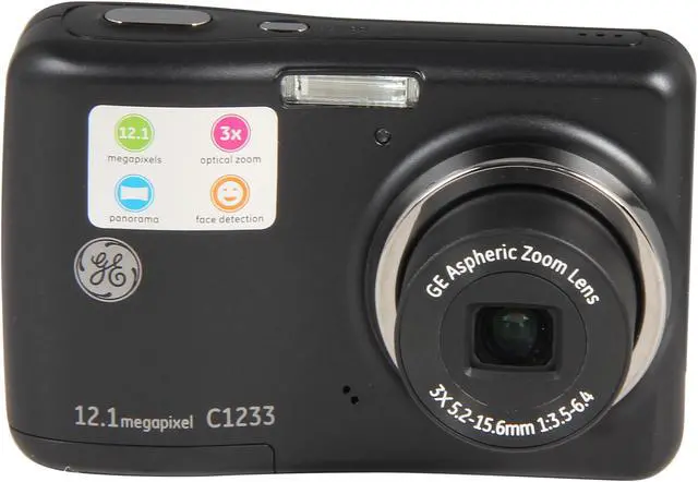 Alt view image 2 of 8 - GE C1233 Black 12.4 MP 3X Optical Zoom Digital Camera
