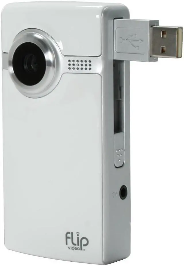 Alt view image 10 of 12 - Pure Digital Flip Video Ultra Series F230W 1/4" VGA CMOS 30 minutes 1GB White Digital Camcorder