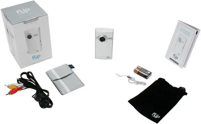 Alt view image 12 of 12 - Pure Digital Flip Video Ultra Series F230W 1/4" VGA CMOS 30 minutes 1GB White Digital Camcorder