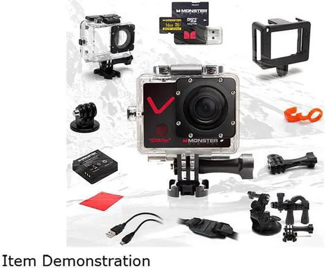 Alt view image 6 of 14 - Monster Digital Villain Action Camera - 1080p 30fps HD Video with 32GB micro SD and 16 Accessories [CAMVA-1080p]