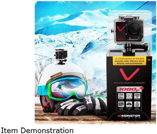 Alt view image 7 of 14 - Monster Digital Villain Action Camera - 1080p 30fps HD Video with 32GB micro SD and 16 Accessories [CAMVA-1080p]