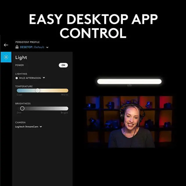 Alt view image 9 of 10 - Logitech for Creators Litra Beam Premium LED Streaming Key Light with TrueSoft,Adjustable Desktop Mount,Brightness/Color Temp Settings,Desktop App Control for PC/Mac - for Tiktok/YouTube/Zoom Meeting