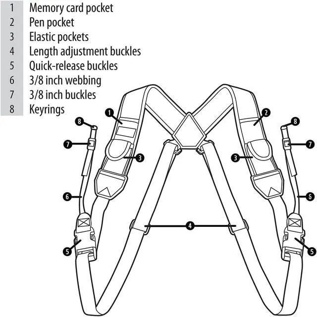Alt view image 2 of 4 - Camera Strap Chest Harness with Southwest Neoprene and Accessory Pockets by USA GEAR - Works with Canon, Nikon, Fujifilm, Sony, Panasonic and More DSLR, Point & Shoot, Mirrorless Cameras