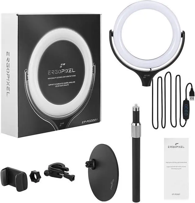 Main image of ERGOPIXEL EP-PC0001 Desktop Tripod Stand With LED Ring Light - Black