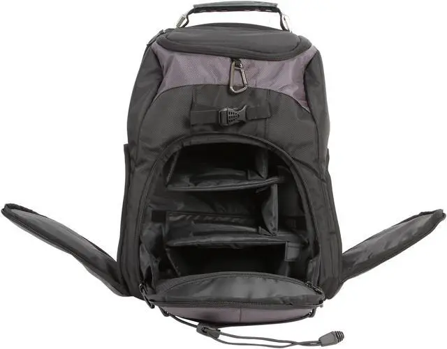 Alt view image 9 of 11 - Rosewill Shine-View - RDCB-12001 - Black Backpack for DSLR Camera, Lens and 17.30" Notebook - Holds 5 Extra Lenses, Flash, Battery and Charger - Convenient Side Access Doors