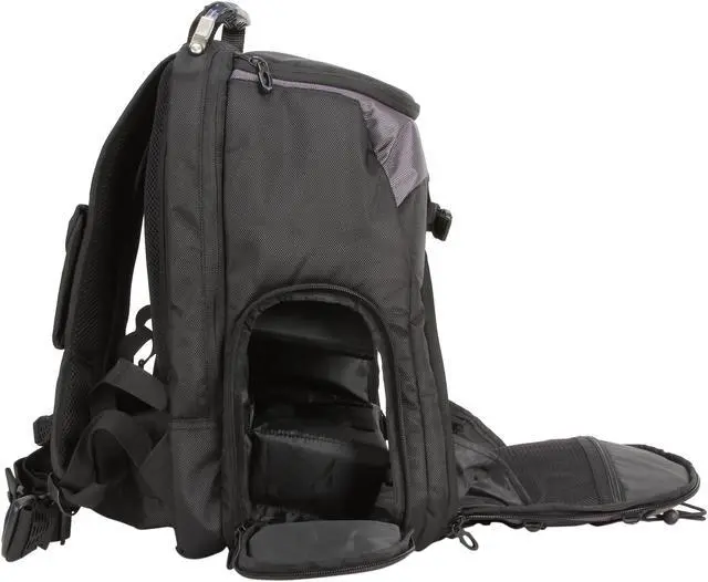 Alt view image 10 of 11 - Rosewill Shine-View - RDCB-12001 - Black Backpack for DSLR Camera, Lens and 17.30" Notebook - Holds 5 Extra Lenses, Flash, Battery and Charger - Convenient Side Access Doors