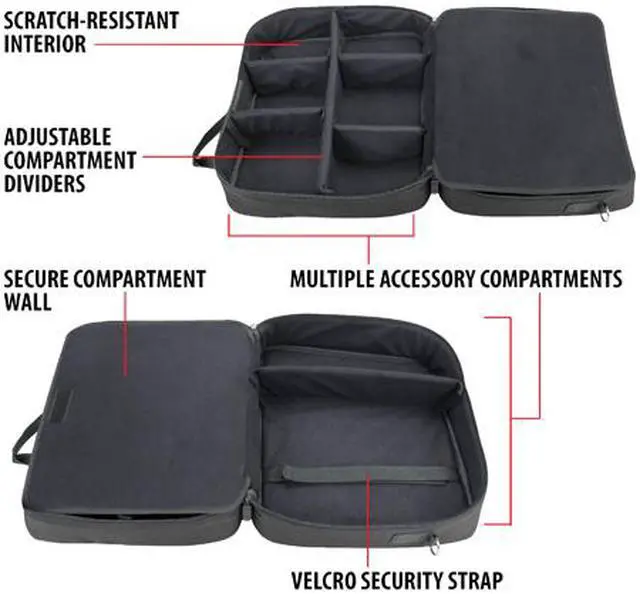 Alt view image 5 of 5 - USA GEAR Console Carrying Case - Xbox and PlayStation Travel Bag. Water Resistant Exterior and Customizable Interior - Black