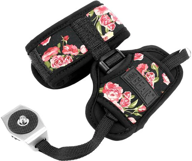 Main image of Professional DSLR Camera Hand Grip Strap with Metal Plate by USA GEAR (Floral) - Works With Canon , Nikon , Panasonic and More Cameras