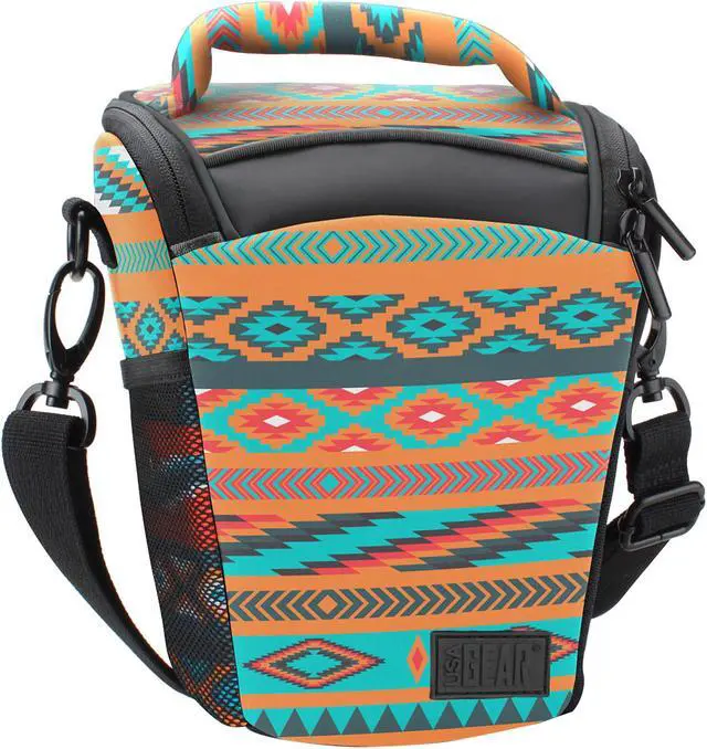 Main image of Portable DSLR Camera Case Bag with Top Loading Accesibility, Shoulder Sling and Weather Resistant Bottom by USA GEAR - Works With Canon, Nikon, Sony, Pentax and More - Southwest