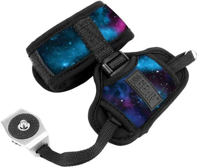 Main image of Professional Camera Grip Hand Strap with Galaxy Padded Neoprene Design and Metal Plate by USA Gear - Works With Canon, Fujifilm, Nikon, Sony and more DSLR, Mirrorless, Point & Shoot Cameras