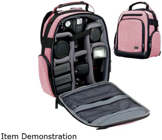 Alt view image 4 of 6 - USA Gear Compact Digital Camera Backpack (Red) with Customizable Accessory Dividers, Weather Resistant Bottom, Comfortable Back Support for Canon EOS T5 / T6 - Nikon D3300 / D3400 and More SLRs