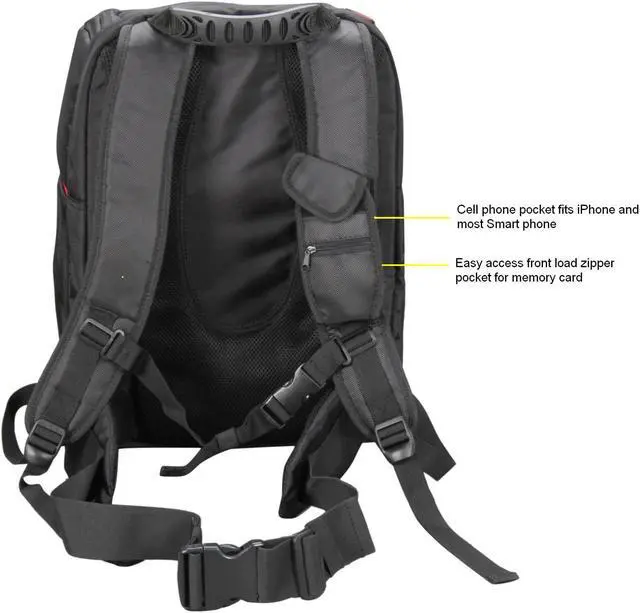 Alt view image 10 of 12 - Rosewill Shine-View RDCB-11001 Black Backpack for DSLR Camera, lens and 15.6" Notebook