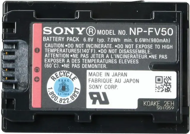 Alt view image 4 of 5 - SONY NP-FV50 1030mAh Lithium-Ion InfoLithium V Series Battery Pack