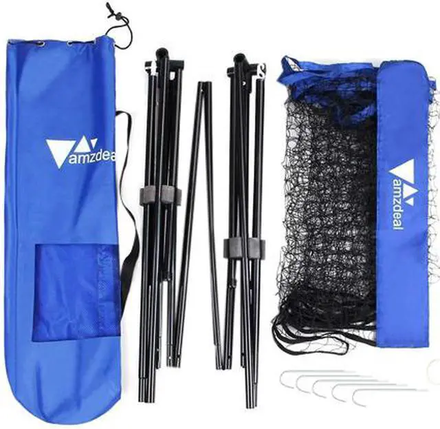 Alt view image 2 of 7 - Amzdeal 17ft. Portable Badminton & Volleyball Net Set, for Indoor Outdoor, Blue